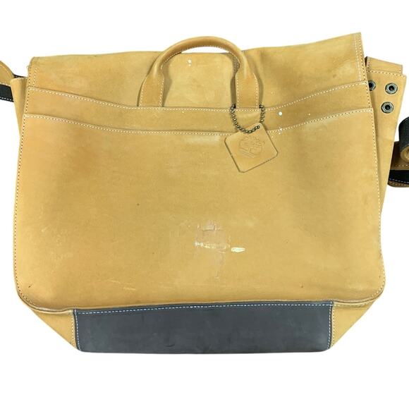 Timberland Leather Multi Pocket Magnetic Closure Crossbody Messenger Bag w Flaw - Picture 3 of 7
